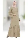 Premium beige abaya modest wear elegant pintuck detailing women Islamic dress