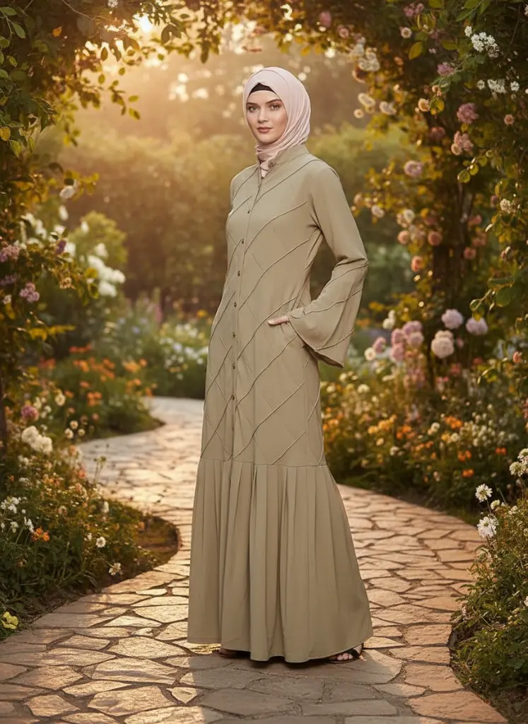 Stylish polyester abaya burqa neutral tones modest fashion trending design