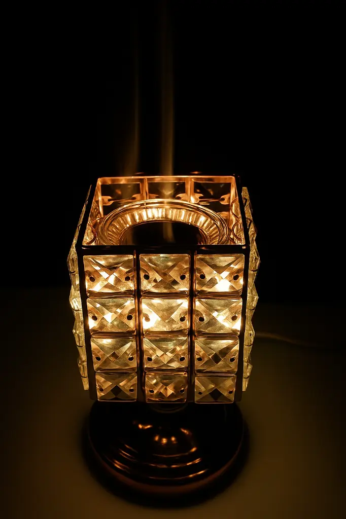 Diamond glass electric incense burner 12 light modes rust proof metal home decor