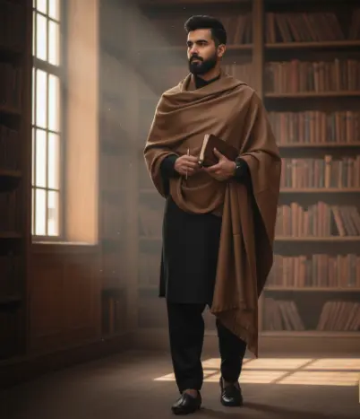 Khaddi handloom dhussa shawl formal Kashmiri pure wool men’s winter accessory