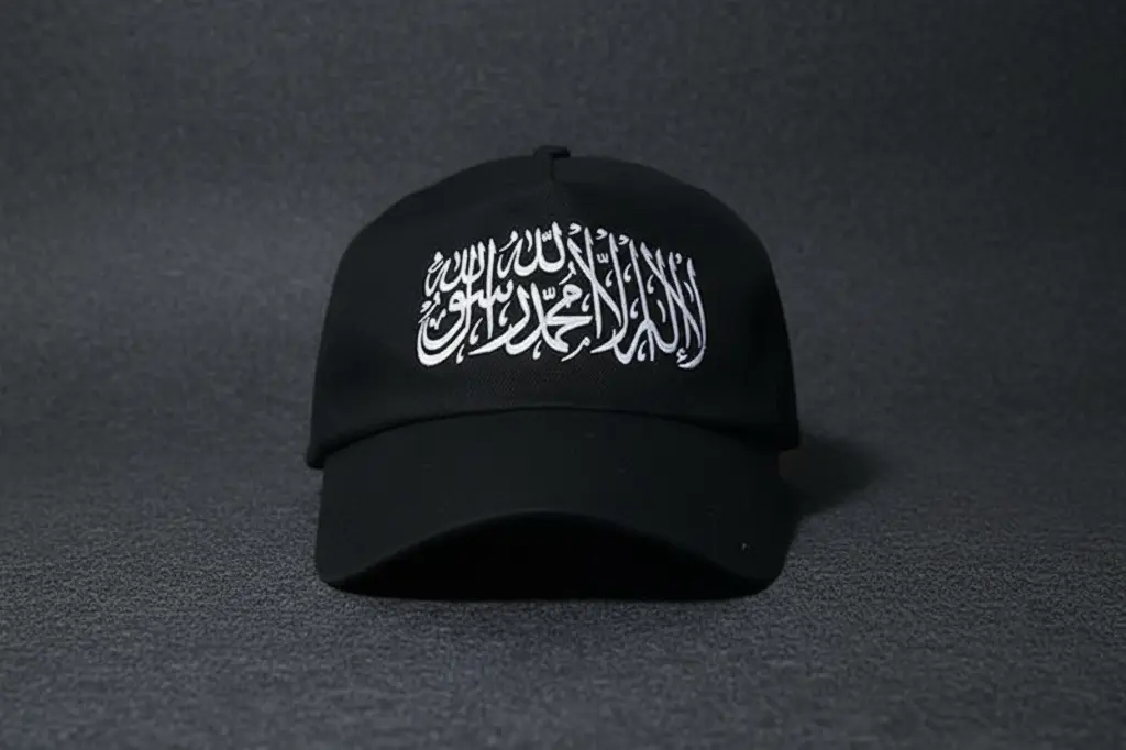 Personalized Islamic cap custom Kalima Arabic script unisex black adjustable