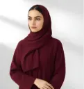 Elegant Fashion Button-Through Abaya Set – Maroon Kimono Sleeve Design with Tapered Cuffs, Modest Burkha / Burqa / Burka