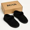 Brown Karakul Fur Slippers with Mink Trim – Handmade Natural Sheepskin & Merino Wool Lined Unisex Slippers | The MiYA Store