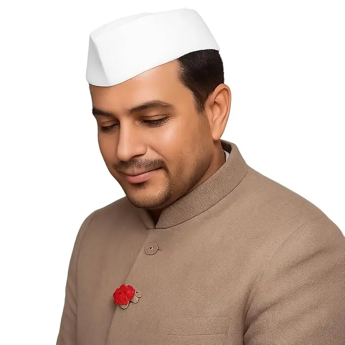 THE MiYA STORE Handmade Nehru Cap for Men – Traditional Gandhi Topi (Narrow Version, Double-Layered Cotton, Pack of 2)