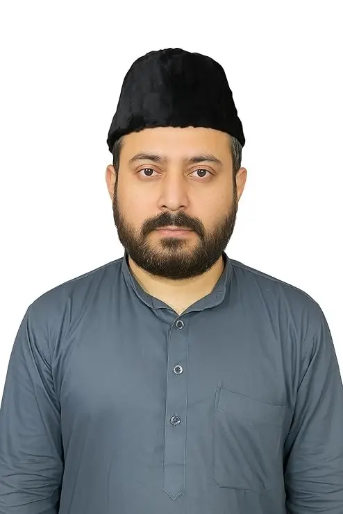 The Miya Store Traditional Faux Fur Karakul-Style Liaquat Cap | Handmade Diplomat Hat | Black, Brown, Cream | Kotbaal Topi (Xtraa Small (5), Black)