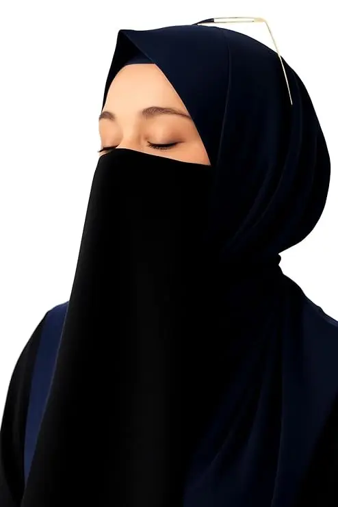 MiYAStore – Abaya Nose Piece Hijab | Black Half Elastic Niqab in Firdaus Fabric