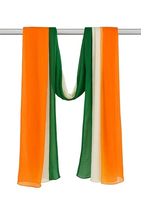 MiYAStore – Girls Tricolor Tiranga Dupatta Chunni in Art Silk Cotton | Independence Day & Republic Day Special | Saffron White Green (Pack of 1)