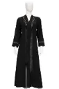 MiYA – Front Open Buttoned Abaya for Women & Girls | Imported Nida Fabric | Black & White Pi-Pin Lace | Elegant Simple Sleeves with Matching Stole | Modest Islamic Wear – Black