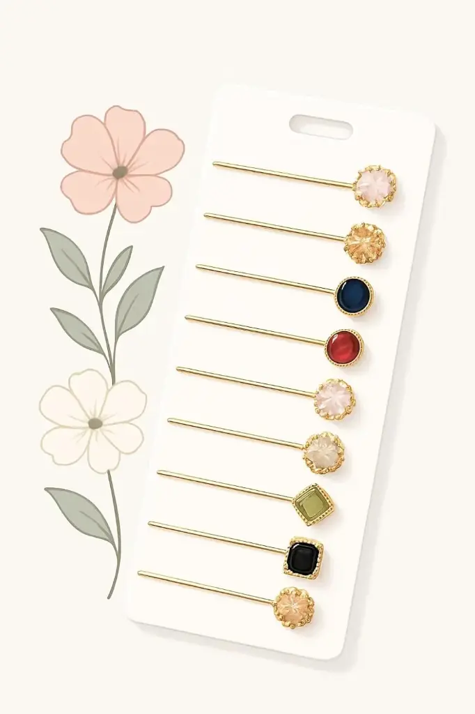 MiYA – Stainless Steel Scarf Brooch Pins Set | Multicolor Safety Pins for Hijab, Shawl & Dupatta Styling | Decorative Scarf Clips & Women’s Fashion Accessories (12 Pcs)