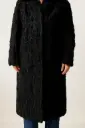 MiYA Vintage Black Persian Lamb Fur Overcoat 1960s Karakul Astrakhan Full Length Winter Coat Genuine Swakara Fur Jacket Handmade Double-Breasted Classic Diplomat Style Luxury Winter Outerwear Timeless Heritage Fashion Medium Large Size