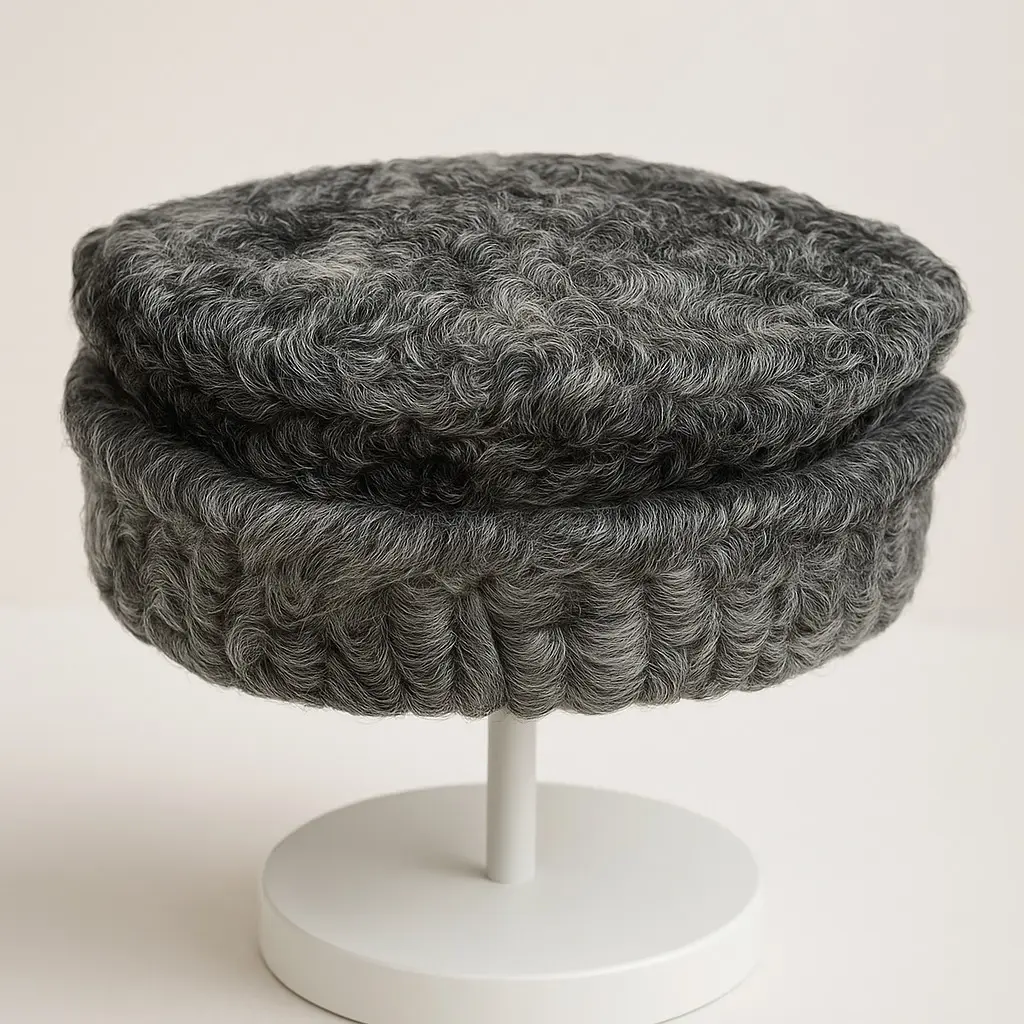 Round Grey Russian Karakul Cap | 100% Authentic Karakul Wool Handmade Kashmiri Topi | Traditional Ethnic Men’s Headwear | Winter Cap, Prayer Skullcap, and Royal Heritage Hat