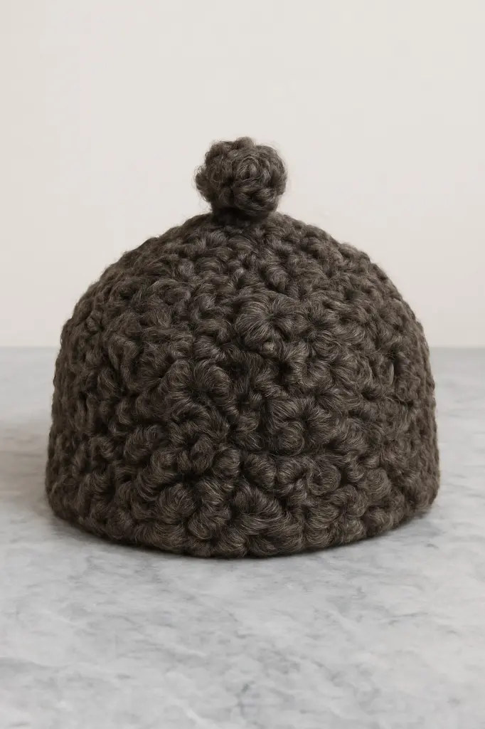 Grey Round Karakul Cap Fur Beanie | Gray Handmade Ambassador’s Hat | Authentic Kashmiri Wool Traditional Topi | Men’s Ethnic Heritage Winter Hat | Royal Cultural Headwear