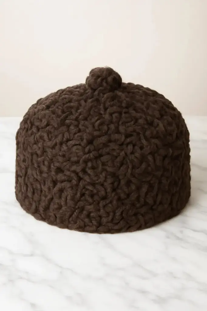 Brown Golden Round Karakul Cap Fur Beanie | Handmade Ambassador’s Hat | Authentic Kashmiri Wool Traditional Topi | Men’s Ethnic Heritage Winter Hat | Royal Cultural Headwear