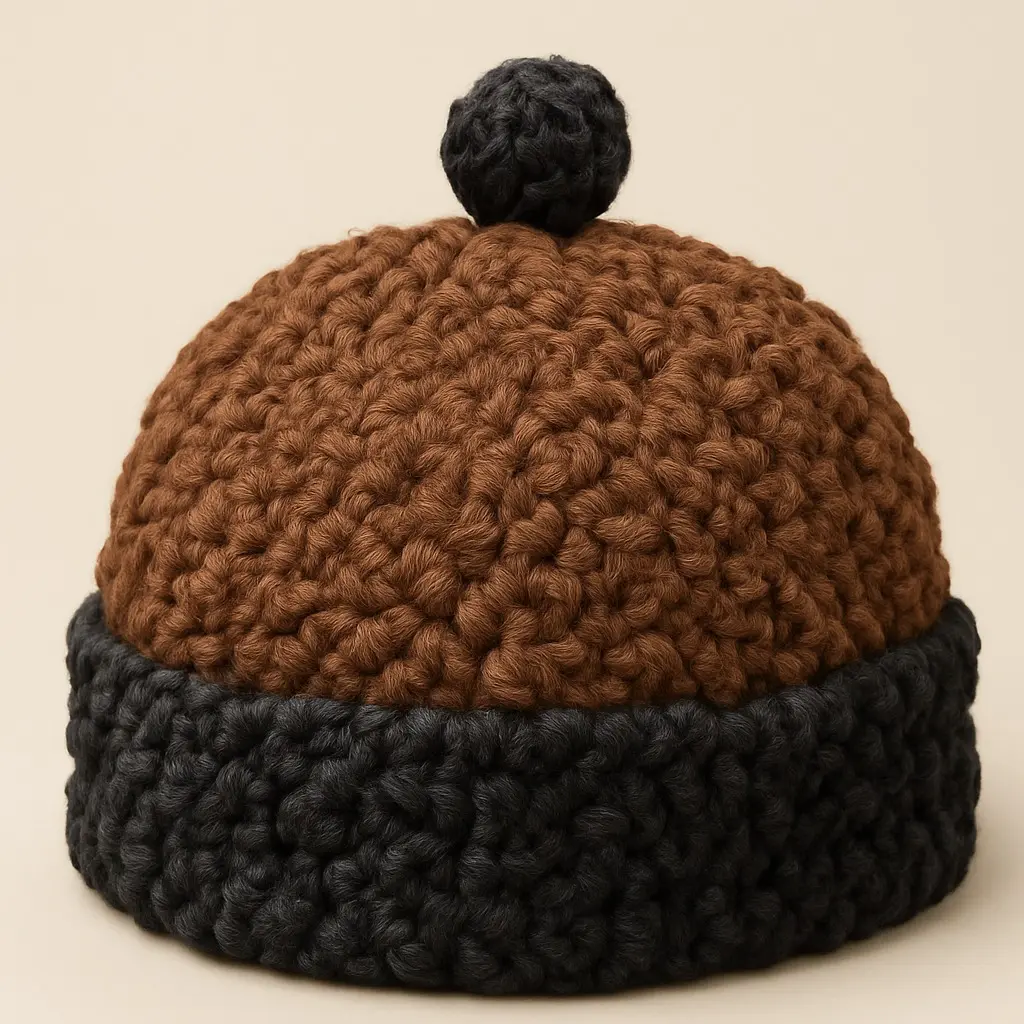Black and Brown Round Karakul Cap Fur Beanie | Handmade Ambassador’s Hat | Dual-Tone Kashmiri Wool Traditional Topi | Men’s Heritage Winter Headwear | Classic Cultural Karakuli Cap