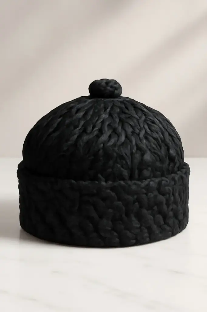 Round Karakul Cap Fur Beanie in Black | Handmade Ambassador’s Hat | Kashmiri Wool Traditional Topi | Men’s Heritage Winter Headwear | Classic Cultural Karakuli Cap