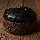 Brown Round Kashmiri Karakul Cap with Pure Leather Top | Six Panel Design | Handmade Wool & Leather Ambassador’s Hat | Traditional Men’s Heritage Winter Topi | Srinagar Crafted Cultural Headwear