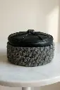 Round Grey Kashmiri Karakul Cap with Pure Leather Six Panel Design | Handmade Wool & Leather Ambassador’s Hat | Srinagar Crafted Traditional Men’s Heritage Winter Topi | Cultural Karakuli Headwear