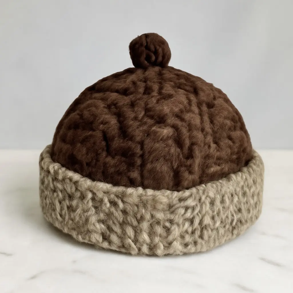 Dual Shaded Brown Kashmiri Round Karakuli Cap | Ambassador’s Hat for Men | Handmade Pure Wool Traditional Winter Topi | Srinagar Crafted Kashmiri Heritage Headwear with Fuzzy Trim