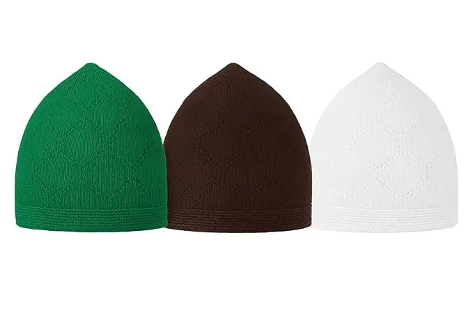 MiYA Turkish Taqiyah Sufi Knitting Cap – Premium Cotton Muslim Prayer Topi for Men | Handmade Islamic Namaz Kufi Koofi Takke | Lightweight Breathable Daily Wear Skull Cap | Traditional Sufi Heritage Design | Perfect for Ramadan, Eid, Hajj & Umrah (Pack of 3) 
