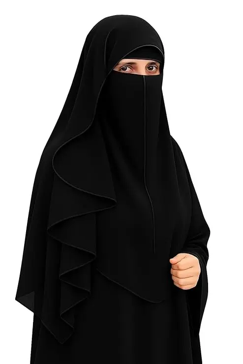 MiYA – Arabian Nosepiece Muslim Niqab for Girls | Premium Breathable Georgette Fabric | Secure Nose Piece Design | Lightweight Islamic Face Veil for School, College & Working Women