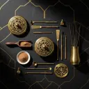 MiYA Agarwood Incense Burner Kit – 12 Pieces Chinese Brass Powder Incense Burner Set with Sandalwood Powder | Traditional Artisan Incense Making