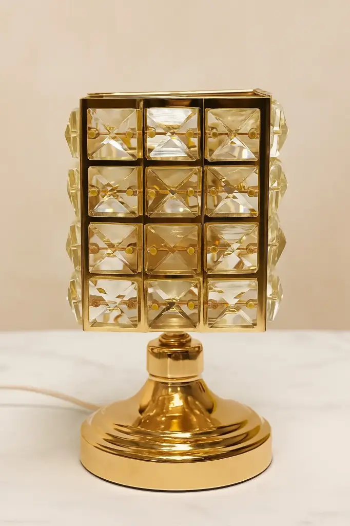 MiYA Beautiful Electronic 12 Color Effect Lighting Bakhoor Burner – Premium Metal & Glass Diamond Body | Modern Oud Incense Burner