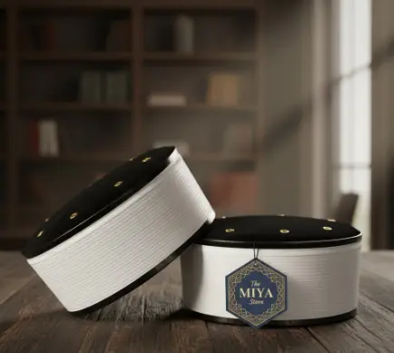 MiYA Fancy Black Colour Islamic Cap – Premium Handcrafted Prayer Topi | Elegant Muslim Headwear | All Sizes Available