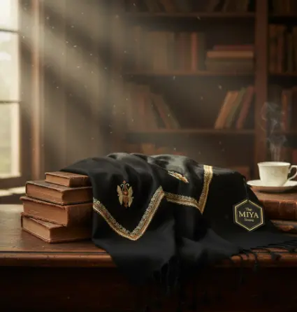 MiYA Kingri Embroidered Kashmiri Rumaal – Yemeni Musar | Ghutra | Shemagh | Pashmina Luxury Head Wrap for Men & Women