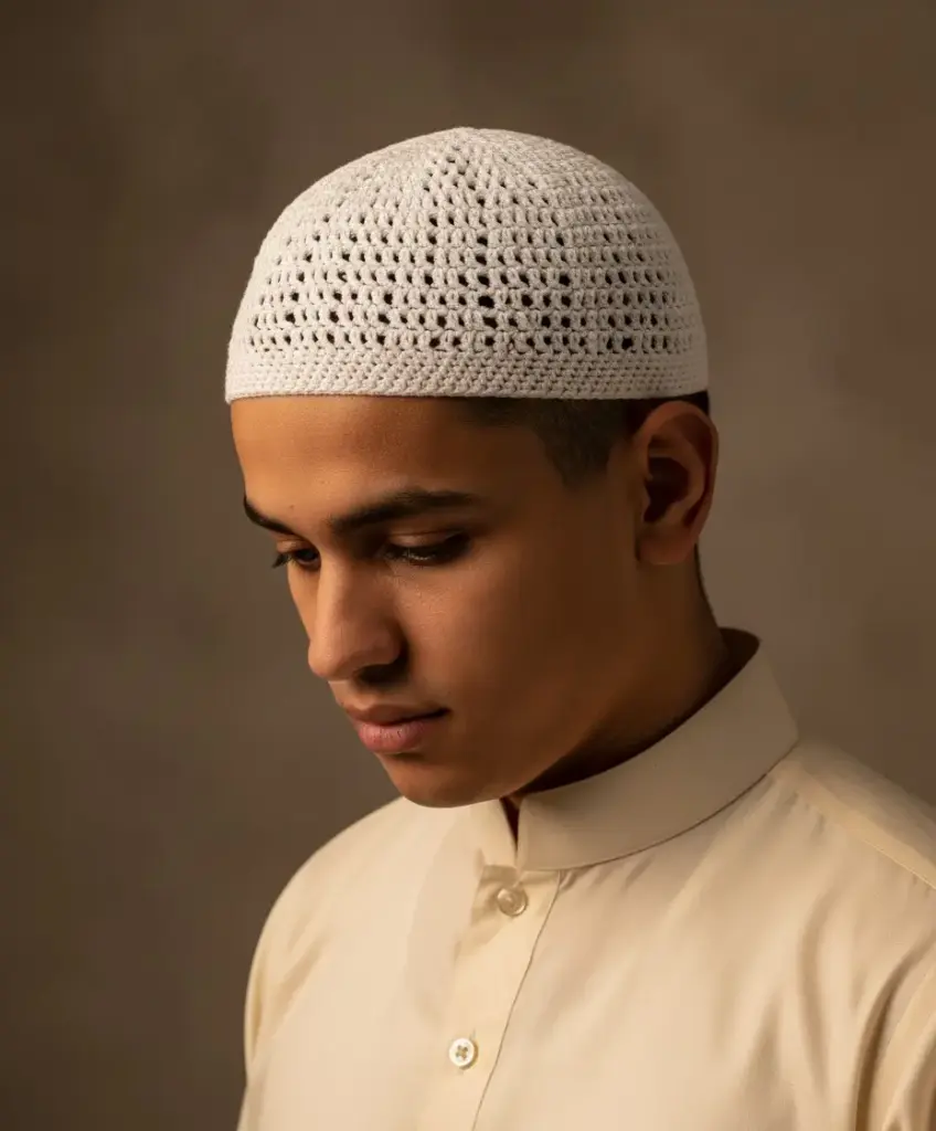 M i Y A ™ – Authentic [IMPORTED] Bangladeshi Hand-Knitted Cotton Kufi | Khaliji Style Prayer Cap | 100% Pure Cotton Namaz Topi - MiYA Heritage - Free Size - Pack of 6 Kufi(s)