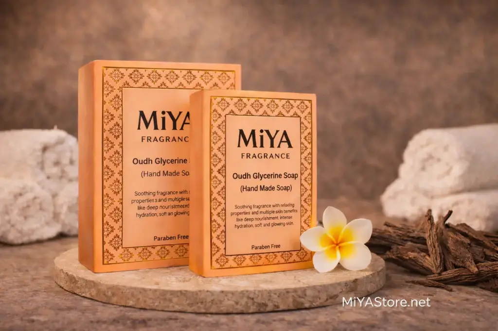 MiYA Oudh Natural Soap | 100% Pure Agarwood Bath Soap | Handcrafted Organic Skincare (Pack of 2) 