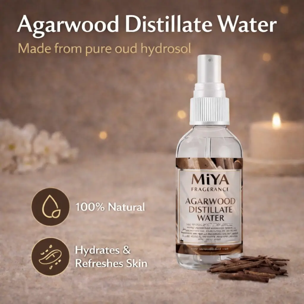 M i Y A ™ – Agarwood Hydrosol | 100% Pure Steam-Distilled Agarwood Water | Natural Cosmetic & Aromatherapy Water 