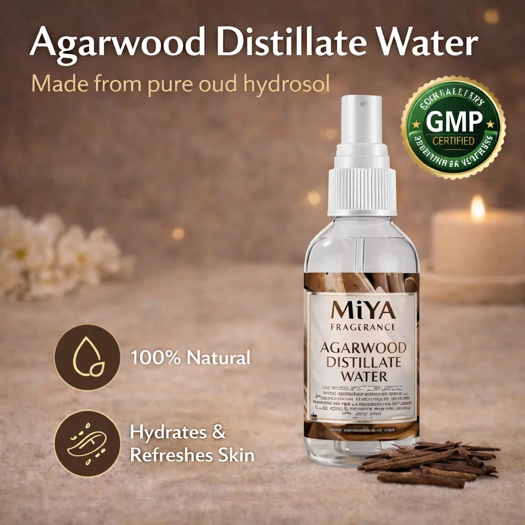 MiYA Agarwood Hydrosol | 100% Pure Steam-Distilled Agarwood Water | Natural Cosmetic & Aromatherapy Water 
