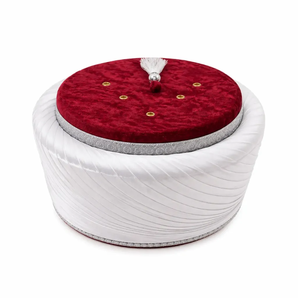 MiYA Royal Imama Shareef 2026 – Silver Maroon Turkish Turban Cap | Peer Saqib Shami Style