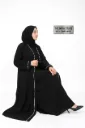 M i Y A ™ – Noor Collection Front Open Abaya | Black & Ivory Contrast Designer Modest Wear | Dubai Inspired Open Front Islamic Dress