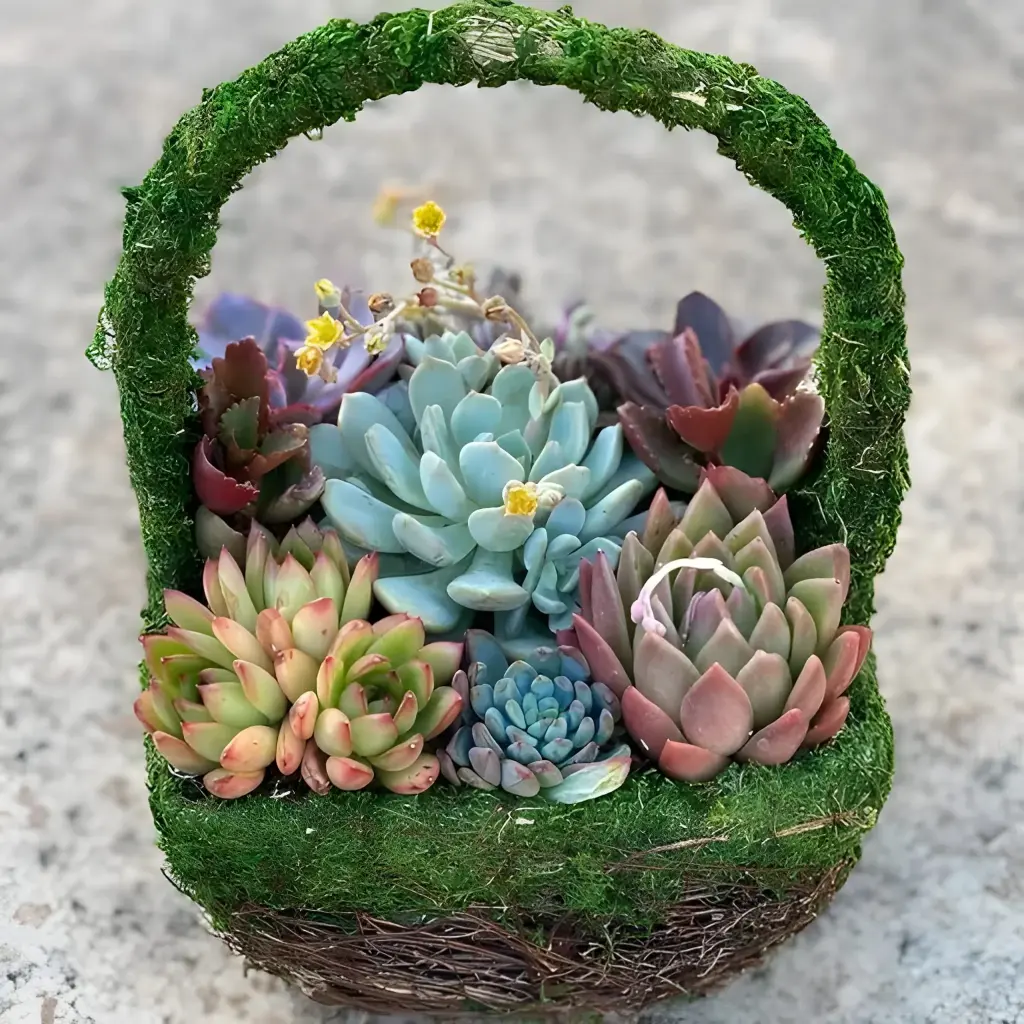 Succulent Basket | Mix Of Beautiful Succulent - Rare Plant [Without Basket]