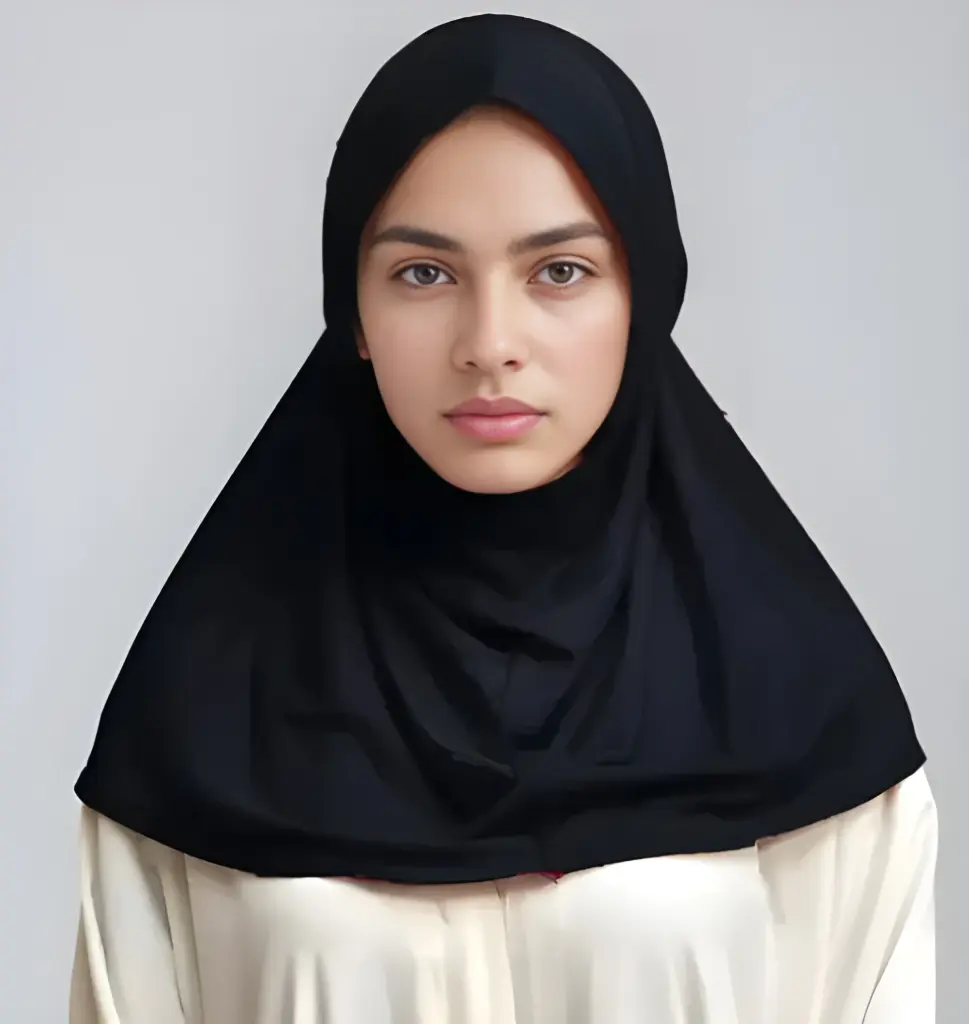Syrian Instant Hijab – Breathable PV Jersey | Azo-Free | Soft, Skin-Safe, Ready-to-Wear | 1-Piece Instant Veil | Allergy-Safe | Black Jersey Fabric