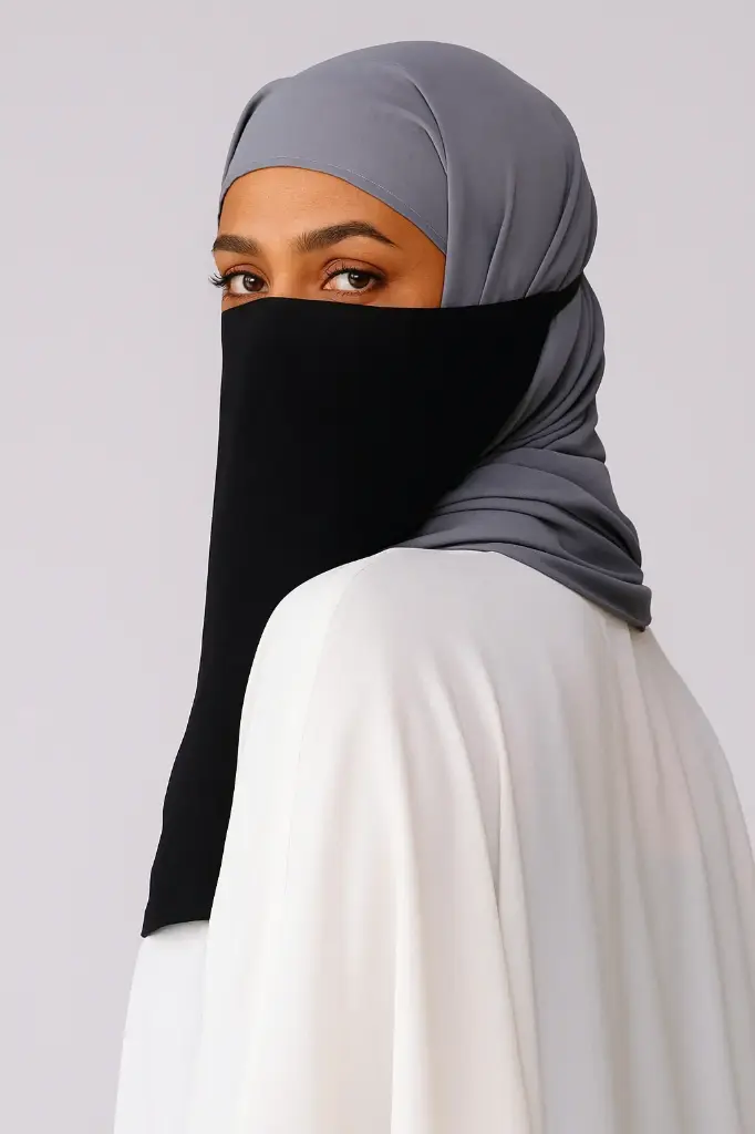 Premium Elastic Half Niqab – Black Georgette Face Niqaab for Women | Lightweight Daily Wear Islamic Naqab