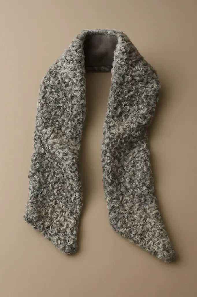 Handmade Persian Lamb / Cashmere Neck Scarf – Unisex Karakul Fur Pelt with Hidden Slit and Soft Cashmere Lining – Luxury Winter Accessory