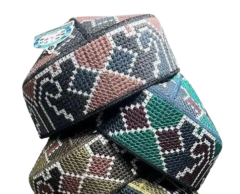 Muslim Namaz Topi Cap – Comfortable Patterned Prayer Hat, Handmade Takke for Salah/Salat, Islamic Prayer Cap, Multicolour Muslim Gift