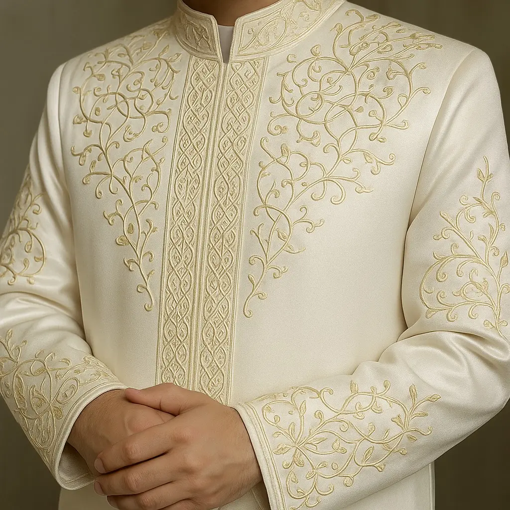 Luxury Prayer Jubba – Embroidered Thobe for Men | Lightweight Elegant Prayer Robe for Special Days | Curated by Aman MiYA