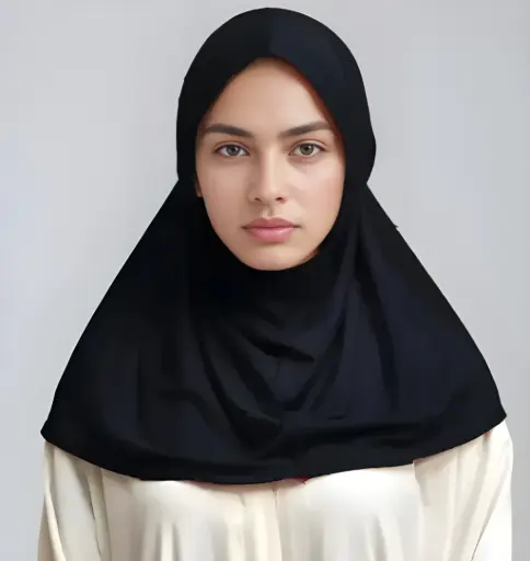 Syrian Instant Hijab – Breathable PV Jersey | Azo-Free | Soft, Skin-Safe, Ready-to-Wear | 1-Piece Instant Veil | Allergy-Safe | Black Jersey Fabric