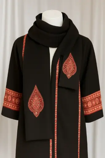 Bollywood-Designed Luxury Persian Lamb & Cashmere Neck Scarf – Handmade, Unisex, Warm Stylish Accessory with Hidden Slit