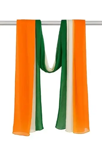 MiYAStore – Girls Tricolor Tiranga Dupatta Chunni in Art Silk Cotton | Independence Day & Republic Day Special | Saffron White Green (Pack of 1)