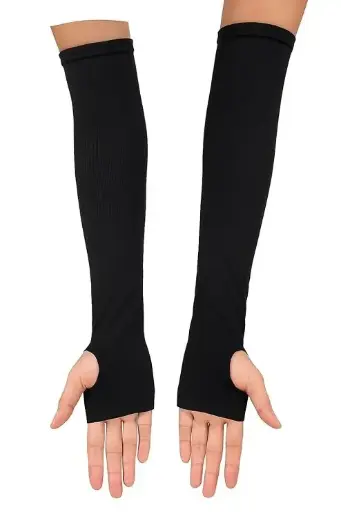 MiYA – UV Protection Arm Sleeves | Cooling Sun Sleeves with Thumb Hole | Full Hand & Arm Coverage | Lightweight Breathable Nylon for Men & Women | Outdoor Sports, Cycling, Driving | Black