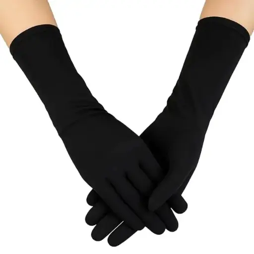 MiYA – Women’s Sun Protection Long Gloves | UV-Block Cooling Arm Sleeves | Stretch Cotton Comfort | Perfect for Cycling, Driving & Outdoor Sports (Black)