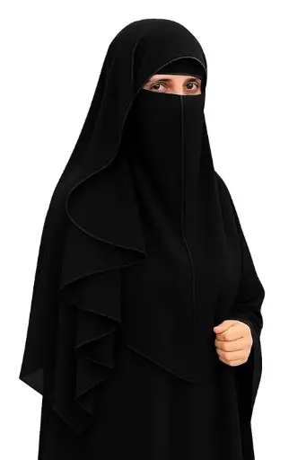 MiYA – Arabian Nosepiece Muslim Niqab for Girls | Premium Breathable Georgette Fabric | Secure Nose Piece Design | Lightweight Islamic Face Veil for School, College & Working Women