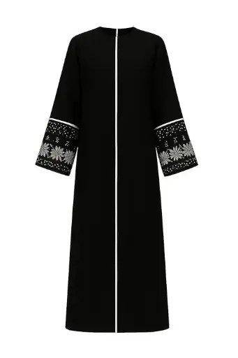 Hijabz by MiYA – Stylish Dubai Abaya for Women | Premium UAE Made Black Abaya in Imported Zoom Fabric with Embroidered Sleeves | Elegant Islamic Burqa, Hijab & Modest Wear for Weddings, Festivals & Daily Use