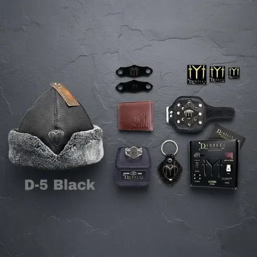 MiYA 7-Piece Ertugrul Ghazi Products [COMBO] - Gift Set Leather Dirilis - IYI - Sufi - Muslim Namaz Hat - Cap - Ramadan Gift [Kaayi Qabila] Ottoman Empire
