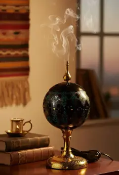 MiYA Beautiful Royal Black Electronic Bakhoor Burner – Premium Metal & Ceramic Design | Modern Oud & Bukhoor Incense Diffuser