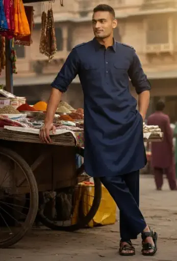 MiYA Symbolic Legacy – Amazon Brand Solid White Cotton Blend Kurta Pajama Set for Men 